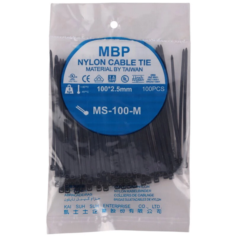 بست کمربندی MBP MS-100-M 2.5*100mm رنگ مشکی بسته 100 عددی