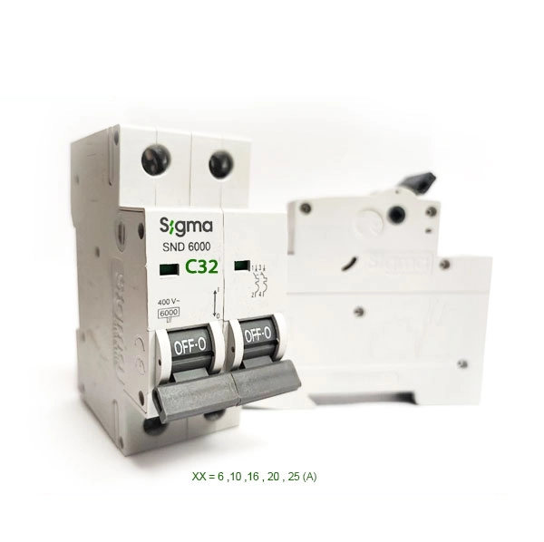 کلید مینیاتوری منحنی C دو پل 32 آمپر سیگما Sigma SND6000 6KA