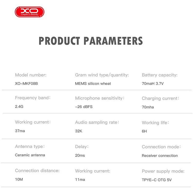 میکروفون یقه ای بی سیم ایکس او XO-MKF08B Lightning